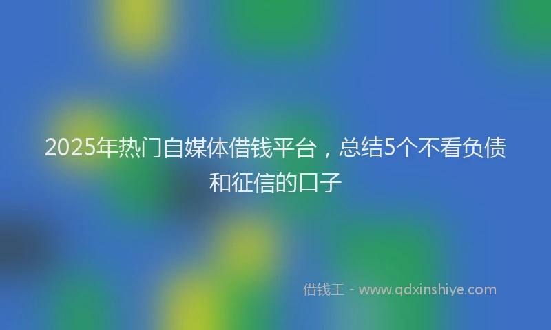 2025年热门自媒体借钱平台，总结5个不看负债和征信的口子