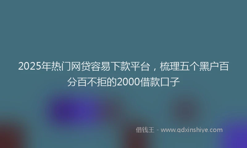 2025年热门网贷容易下款平台，梳理五个黑户百分百不拒的2000借款口子