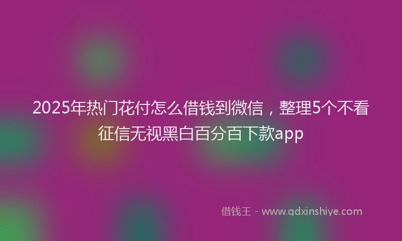 2025年热门花付怎么借钱到微信，整理5个不看征信无视黑白百分百下款app