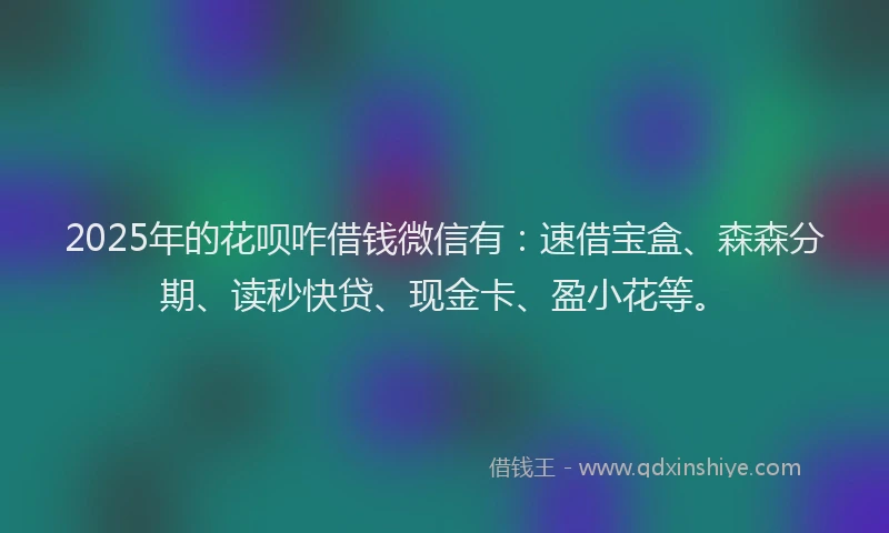 2025年的花呗咋借钱微信有：速借宝盒、森森分期、读秒快贷、现金卡、盈小花等。