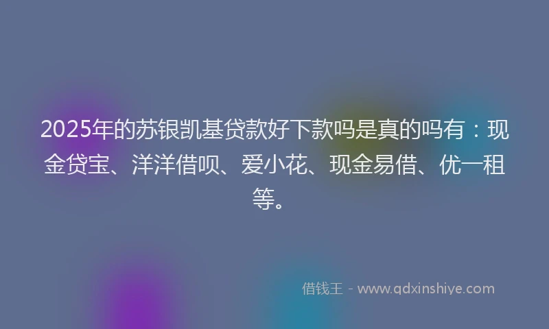 2025年的苏银凯基贷款好下款吗是真的吗有：现金贷宝、洋洋借呗、爱小花、现金易借、优一租等。