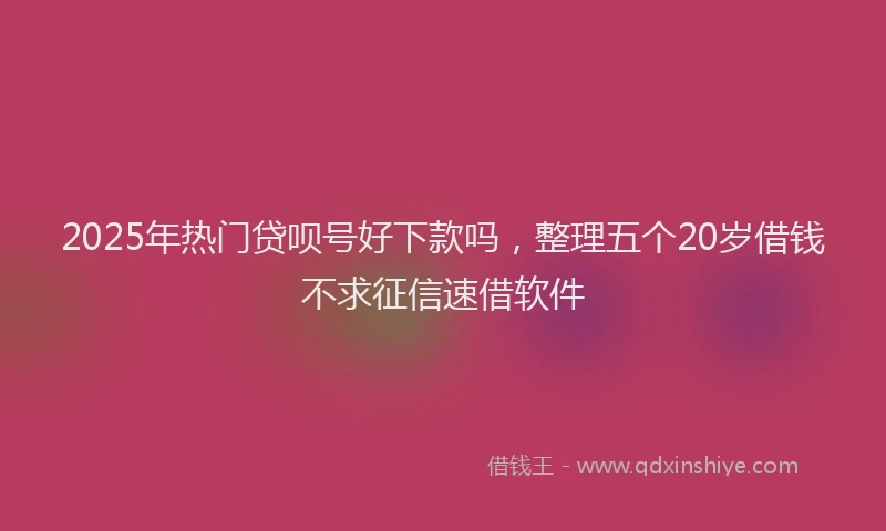 2025年热门贷呗号好下款吗，整理五个20岁借钱不求征信速借软件