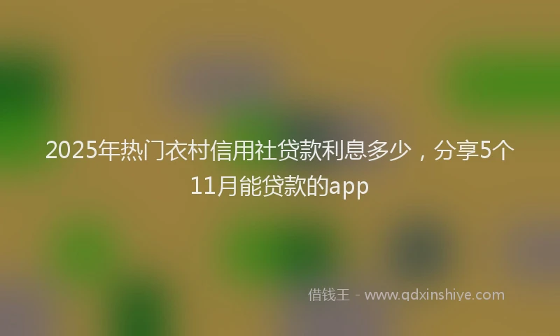 2025年热门衣村信用社贷款利息多少，分享5个11月能贷款的app