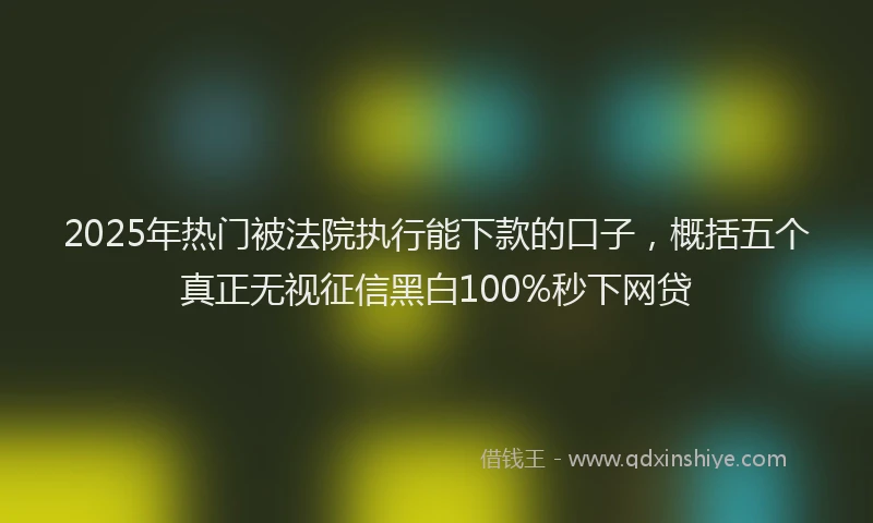 2025年热门被法院执行能下款的口子，概括五个真正无视征信黑白100%秒下网贷