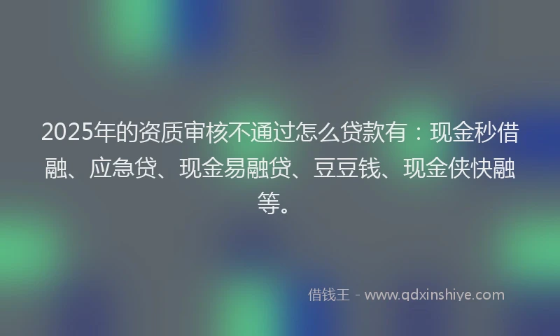 2025年的资质审核不通过怎么贷款有：现金秒借融、应急贷、现金易融贷、豆豆钱、现金侠快融等。