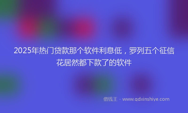 2025年热门贷款那个软件利息低，罗列五个征信花居然都下款了的软件