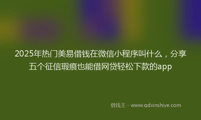2025年热门美易借钱在微信小程序叫什么，分享五个征信瑕疵也能借网贷轻松下款的app