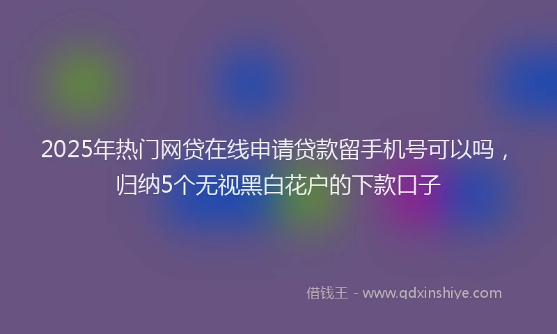 2025年热门网贷在线申请贷款留手机号可以吗，归纳5个无视黑白花户的下款口子