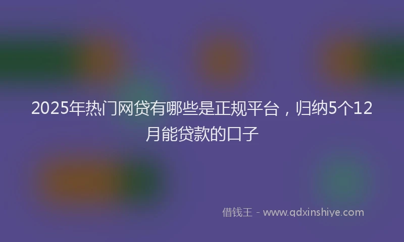 2025年热门网贷有哪些是正规平台，归纳5个12月能贷款的口子