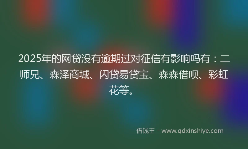 2025年的网贷没有逾期过对征信有影响吗有：二师兄、森泽商城、闪贷易贷宝、森森借呗、彩虹花等。