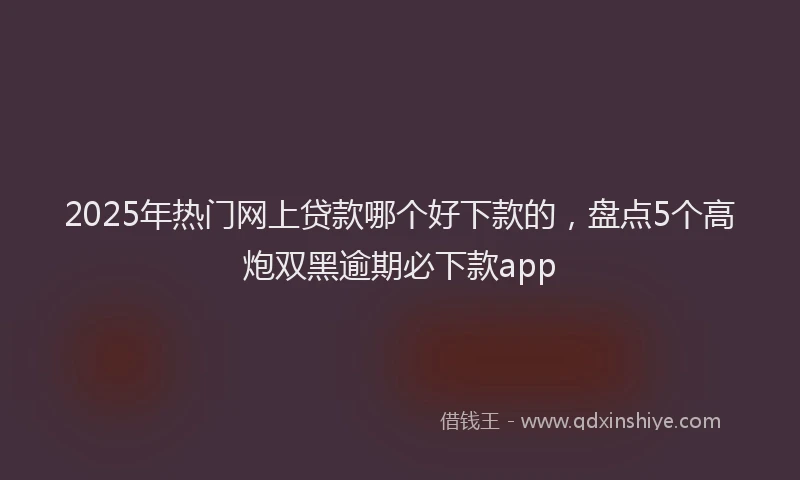 2025年热门网上贷款哪个好下款的，盘点5个高炮双黑逾期必下款app
