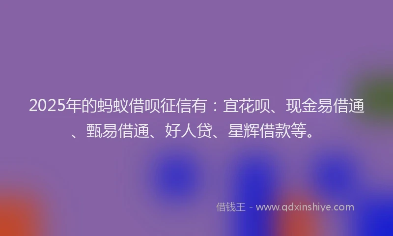 2025年的蚂蚁借呗征信有：宜花呗、现金易借通、甄易借通、好人贷、星辉借款等。