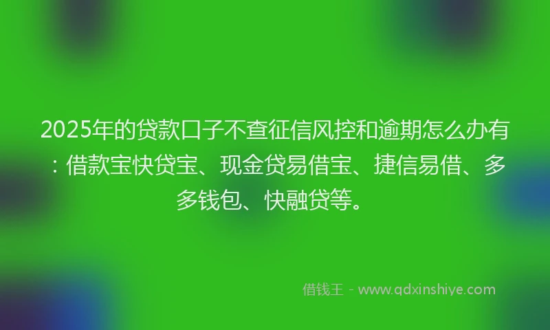 2025年的贷款口子不查征信风控和逾期怎么办有：借款宝快贷宝、现金贷易借宝、捷信易借、多多钱包、快融贷等。