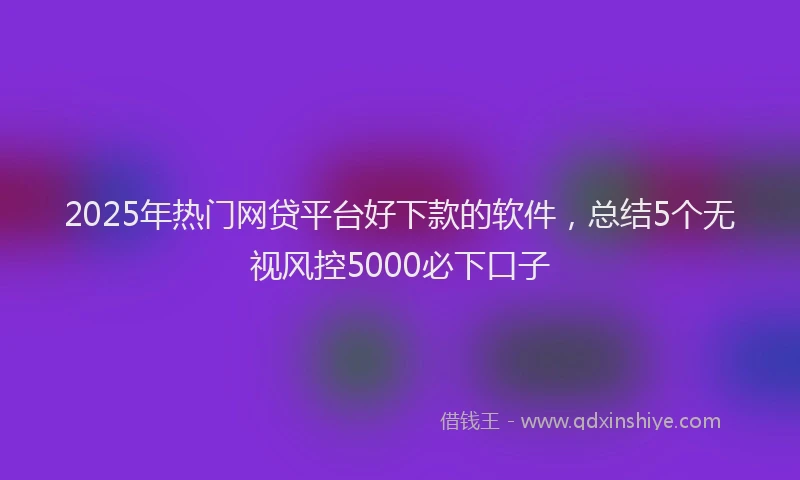 2025年热门网贷平台好下款的软件，总结5个无视风控5000必下口子