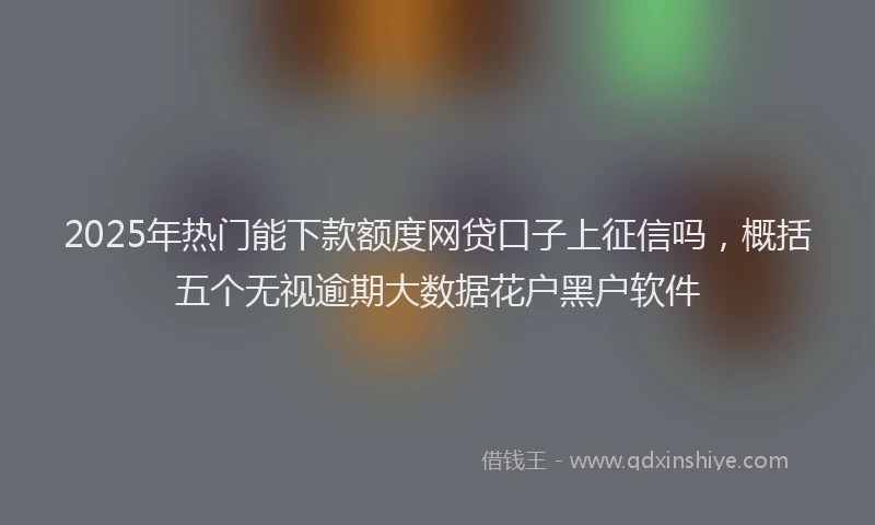 2025年热门能下款额度网贷口子上征信吗，概括五个无视逾期大数据花户黑户软件