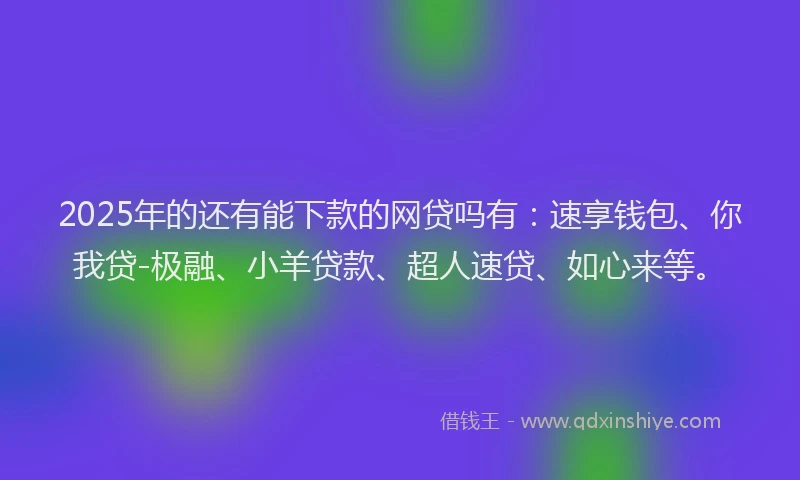 2025年的还有能下款的网贷吗有：速享钱包、你我贷-极融、小羊贷款、超人速贷、如心来等。