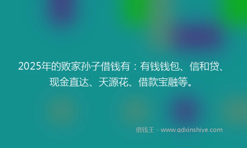 2025年的败家孙子借钱有：有钱钱包、信和贷、现金直达、天源花、借款宝融等。