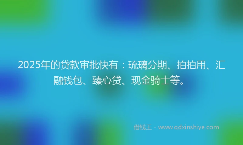 2025年的贷款审批快有：琉璃分期、拍拍用、汇融钱包、臻心贷、现金骑士等。