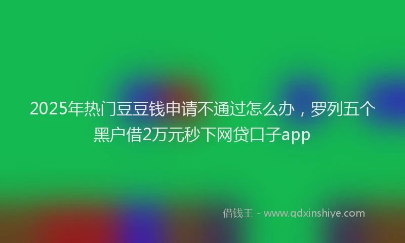2025年热门豆豆钱申请不通过怎么办，罗列五个黑户借2万元秒下网贷口子app