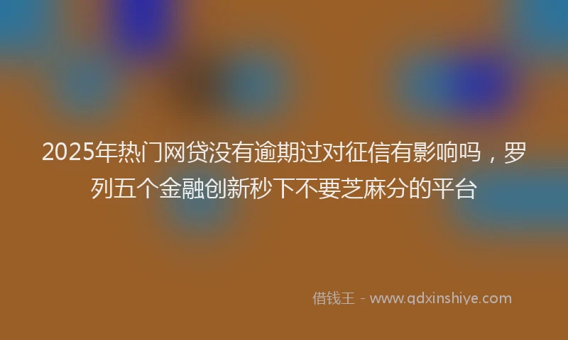 2025年热门网贷没有逾期过对征信有影响吗，罗列五个金融创新秒下不要芝麻分的平台