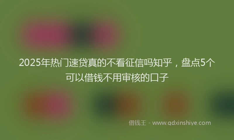 2025年热门速贷真的不看征信吗知乎，盘点5个可以借钱不用审核的口子