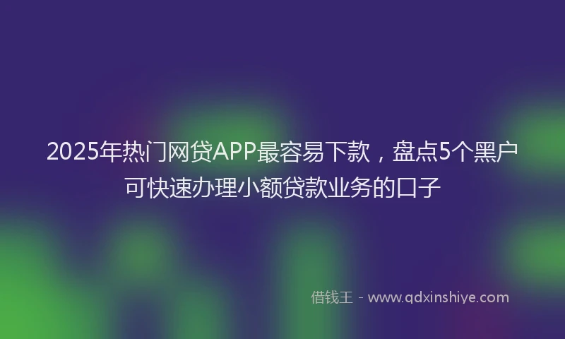 2025年热门网贷APP最容易下款，盘点5个黑户可快速办理小额贷款业务的口子