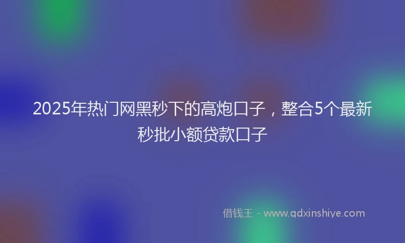 2025年热门网黑秒下的高炮口子，整合5个最新秒批小额贷款口子
