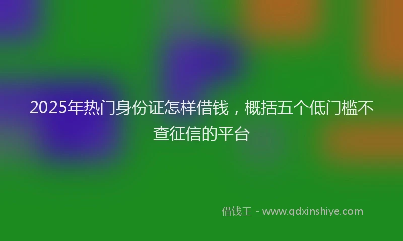 2025年热门身份证怎样借钱，概括五个低门槛不查征信的平台
