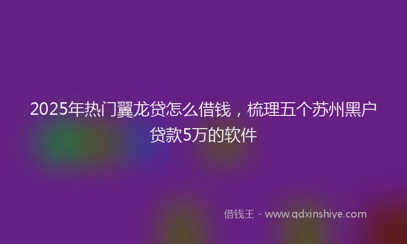 2025年热门翼龙贷怎么借钱，梳理五个苏州黑户贷款5万的软件