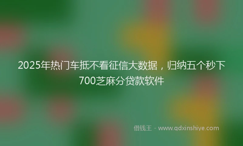 2025年热门车抵不看征信大数据，归纳五个秒下700芝麻分贷款软件