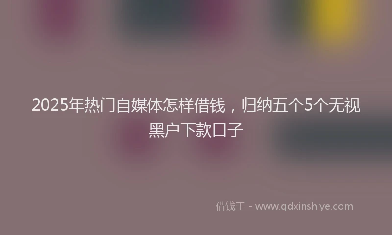 2025年热门自媒体怎样借钱，归纳五个5个无视黑户下款口子