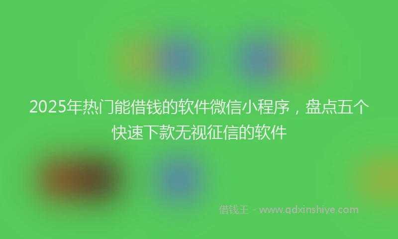 2025年热门能借钱的软件微信小程序，盘点五个快速下款无视征信的软件