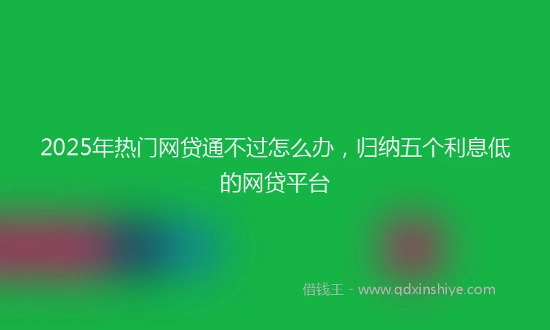 2025年热门网贷通不过怎么办，归纳五个利息低的网贷平台