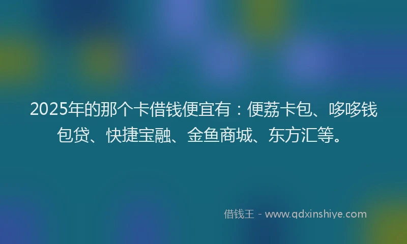 2025年的那个卡借钱便宜有：便荔卡包、哆哆钱包贷、快捷宝融、金鱼商城、东方汇等。