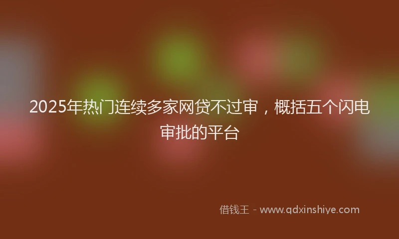 2025年热门连续多家网贷不过审，概括五个闪电审批的平台