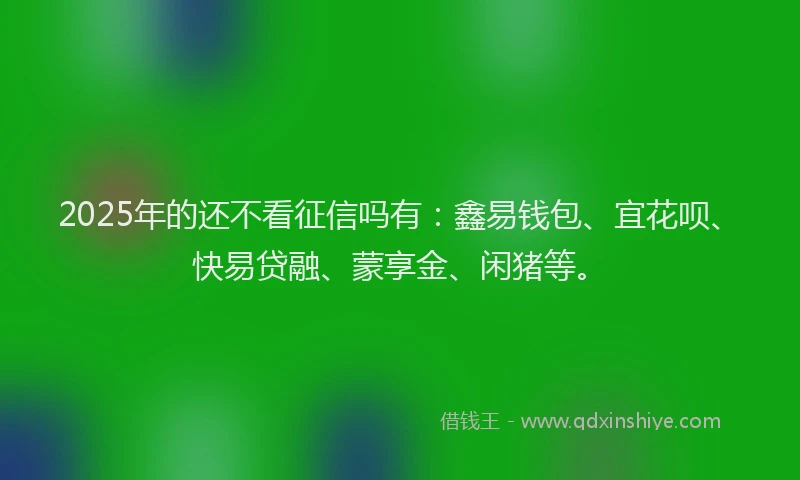 2025年的还不看征信吗有：鑫易钱包、宜花呗、快易贷融、蒙享金、闲猪等。
