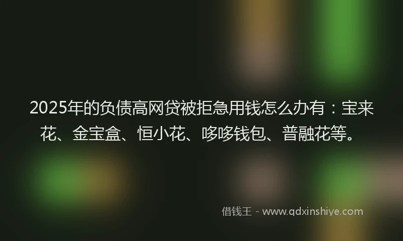 2025年的负债高网贷被拒急用钱怎么办有：宝来花、金宝盒、恒小花、哆哆钱包、普融花等。