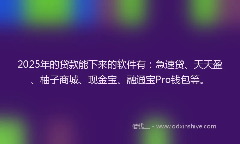 2025年的贷款能下来的软件有：急速贷、天天盈、柚子商城、现金宝、融通宝Pro钱包等。