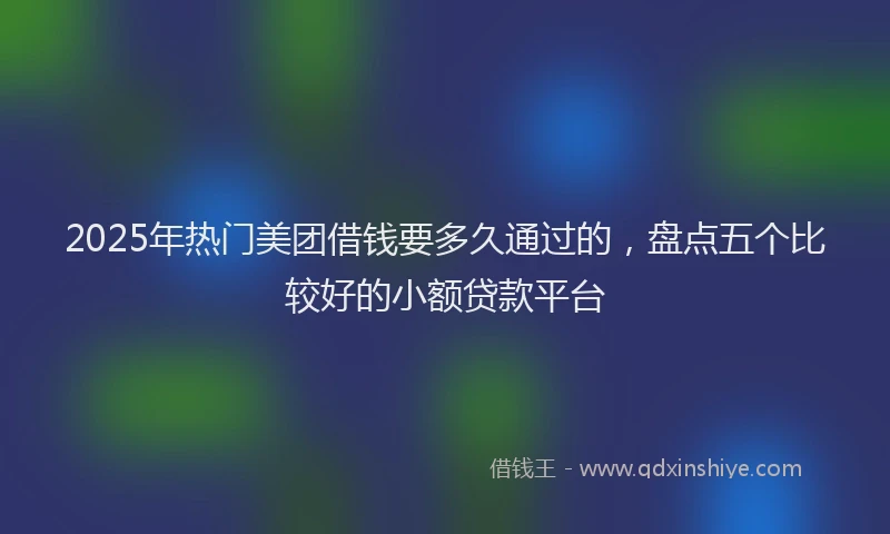 2025年热门美团借钱要多久通过的，盘点五个比较好的小额贷款平台