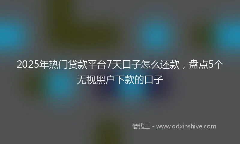 2025年热门贷款平台7天口子怎么还款，盘点5个无视黑户下款的口子