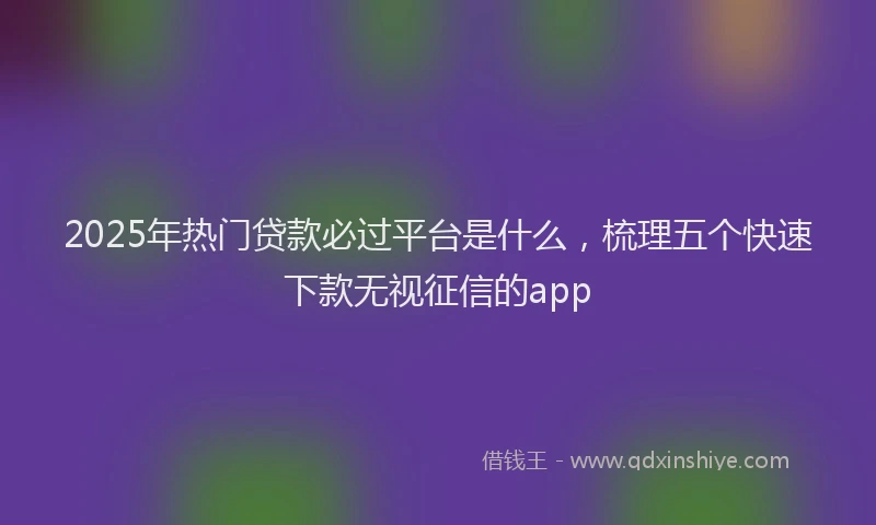 2025年热门贷款必过平台是什么，梳理五个快速下款无视征信的app