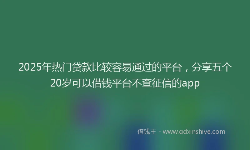 2025年热门贷款比较容易通过的平台，分享五个20岁可以借钱平台不查征信的app