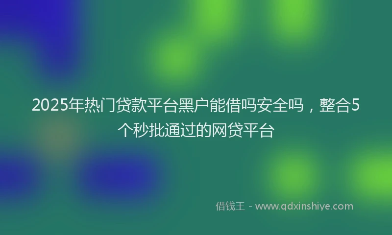2025年热门贷款平台黑户能借吗安全吗，整合5个秒批通过的网贷平台