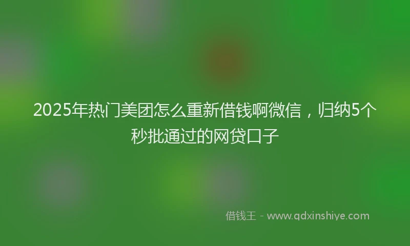 2025年热门美团怎么重新借钱啊微信，归纳5个秒批通过的网贷口子
