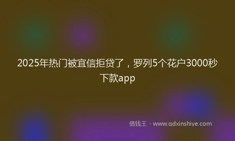 2025年热门被宜信拒贷了，罗列5个花户3000秒下款app