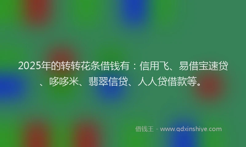 2025年的转转花条借钱有：信用飞、易借宝速贷、哆哆米、翡翠信贷、人人贷借款等。