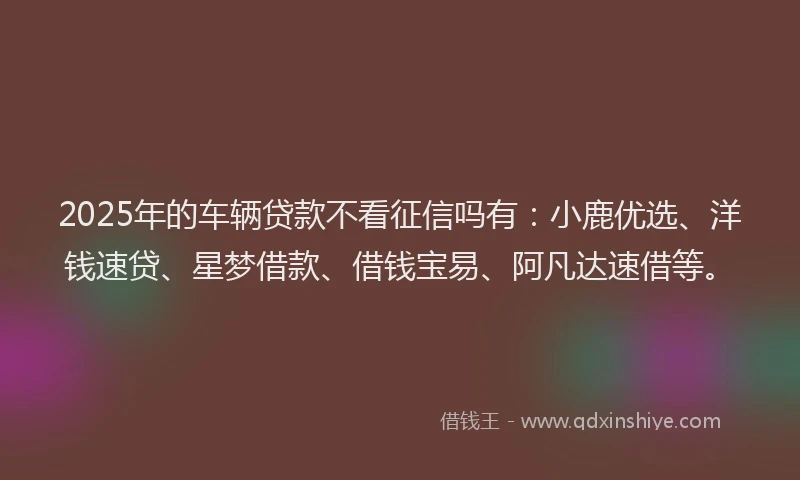 2025年的车辆贷款不看征信吗有：小鹿优选、洋钱速贷、星梦借款、借钱宝易、阿凡达速借等。