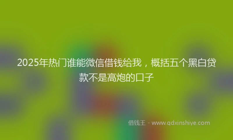 2025年热门谁能微信借钱给我，概括五个黑白贷款不是高炮的口子