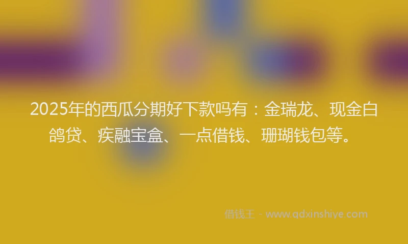 2025年的西瓜分期好下款吗有：金瑞龙、现金白鸽贷、疾融宝盒、一点借钱、珊瑚钱包等。