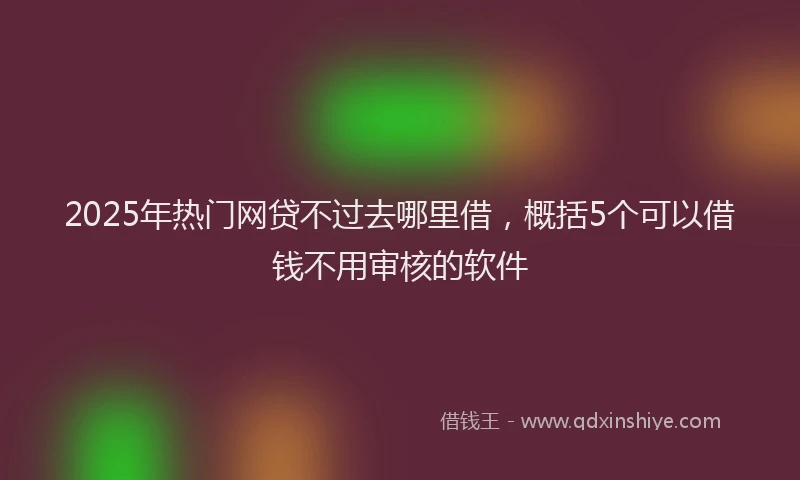 2025年热门网贷不过去哪里借，概括5个可以借钱不用审核的软件